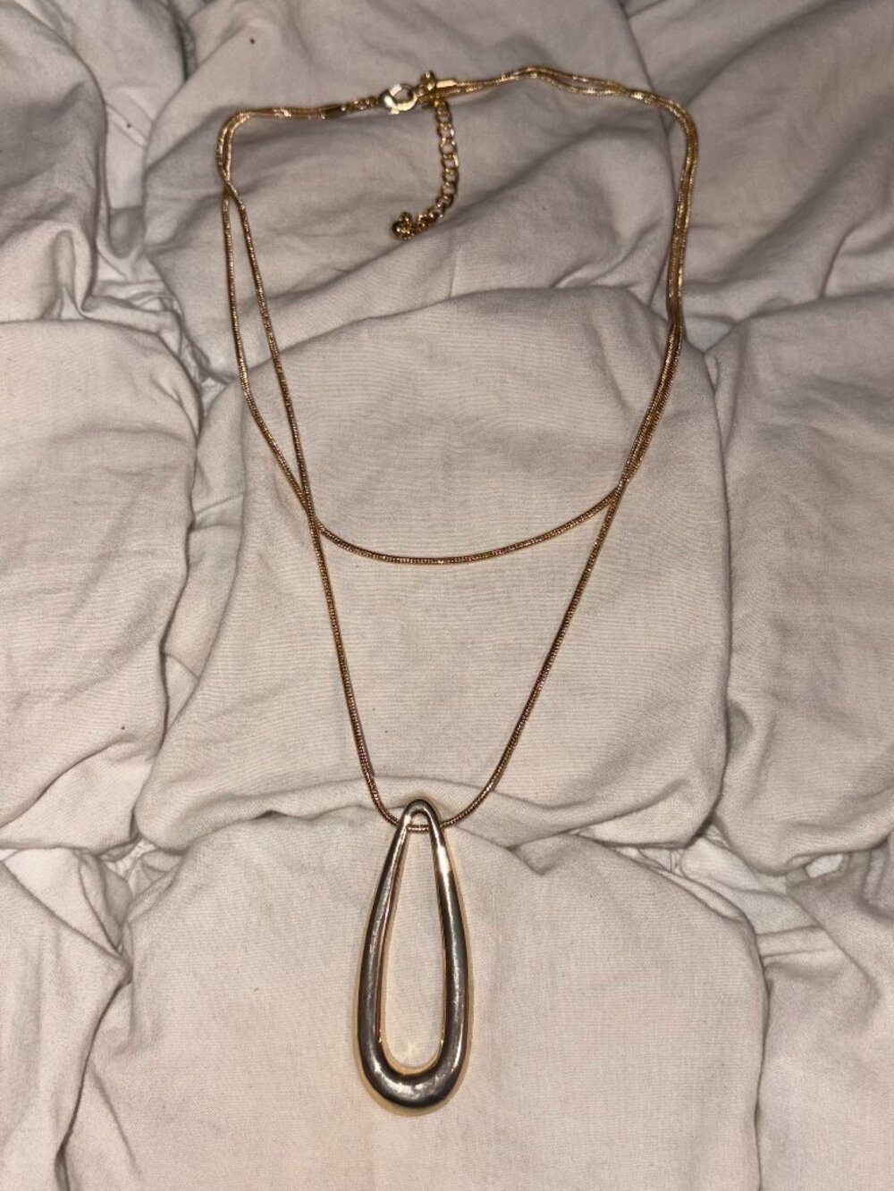 Free People Gold Sculptural Liquid Tear Pendant Necklace